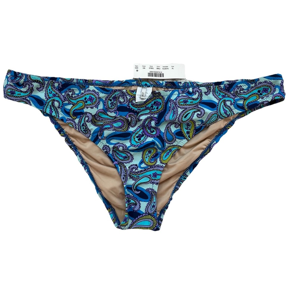 NWT J CREW BLUE PAISLEY BIKINI 07852 SWIM SUIT BOTTOMS BRIGHT NEW XL
